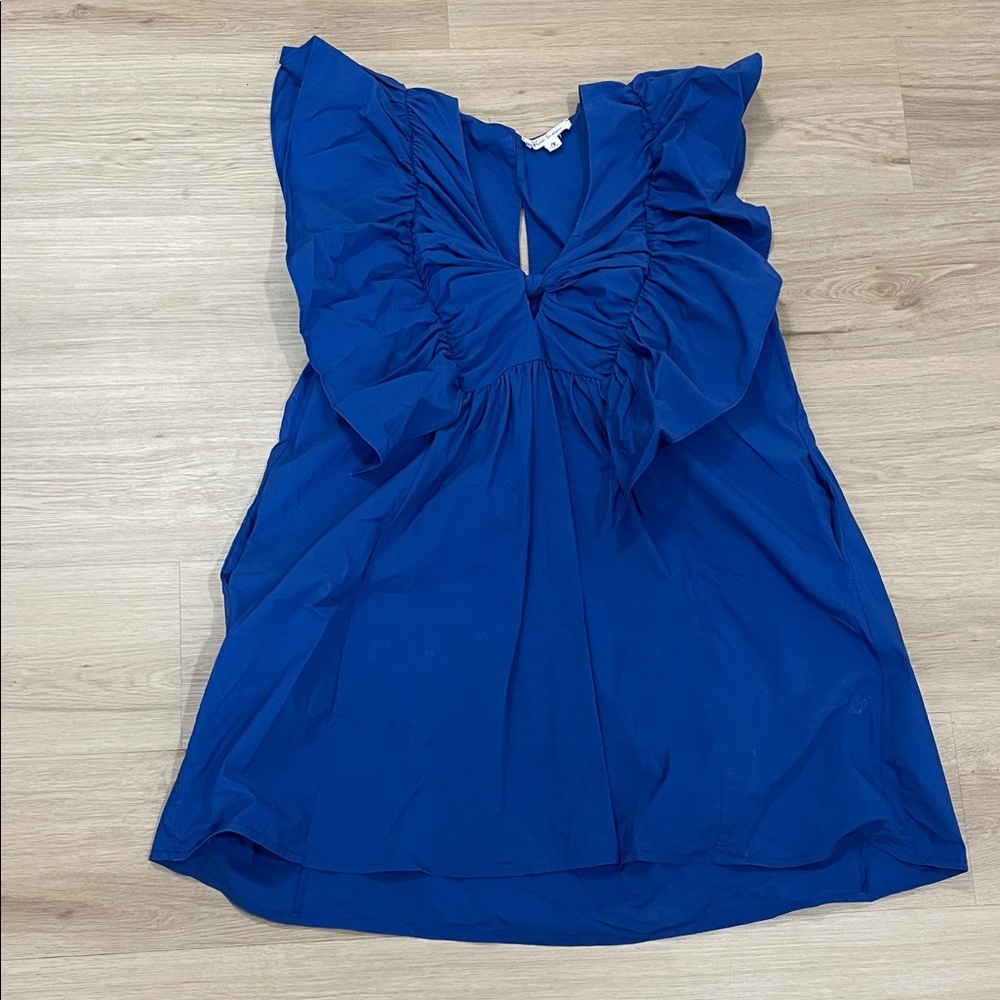 Elegant Blue Ruffled Mini Dress